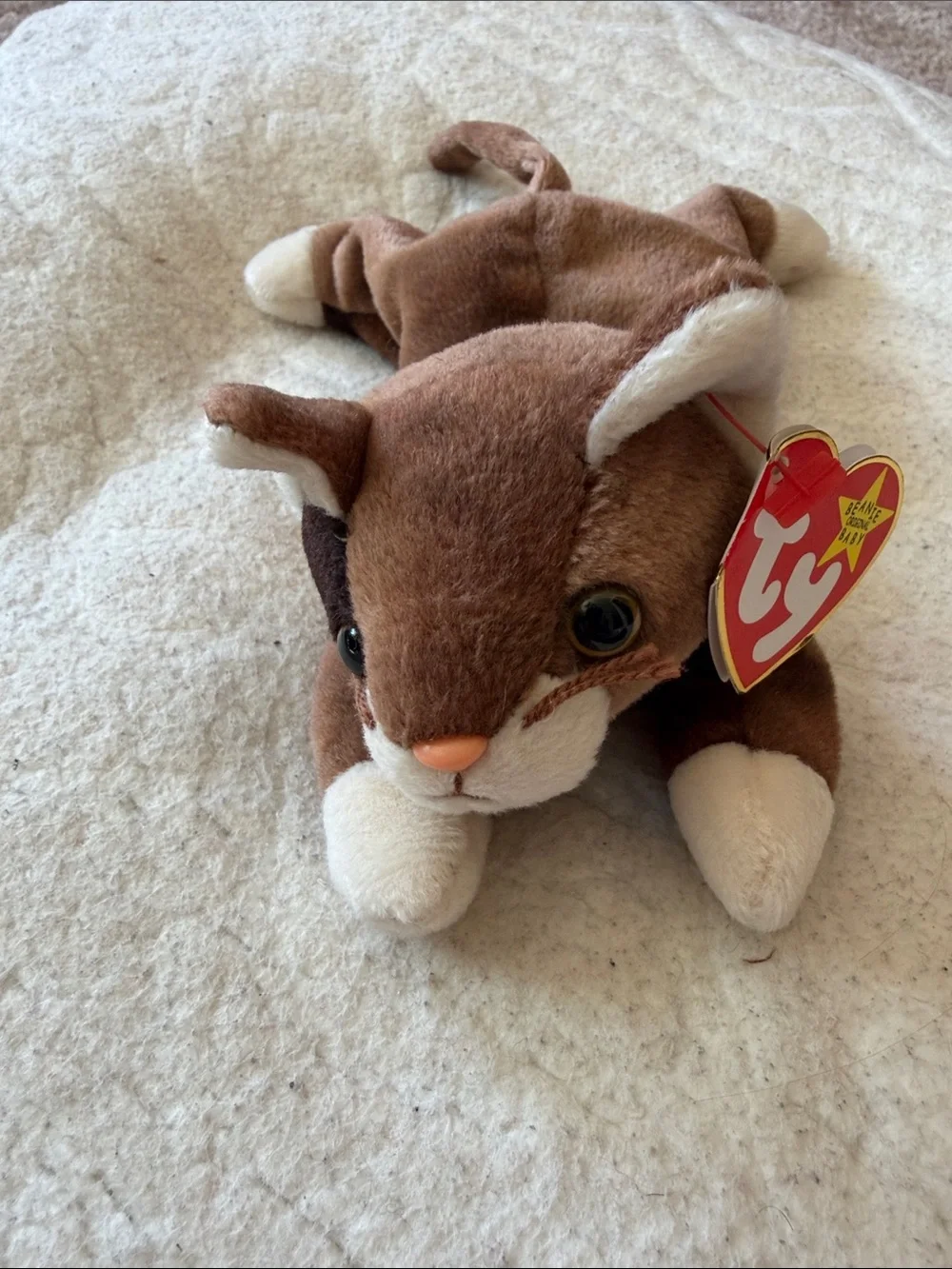 TY NEW Plush Brown and Cream Cat Toy - Pounce Soft Small Pet Plush